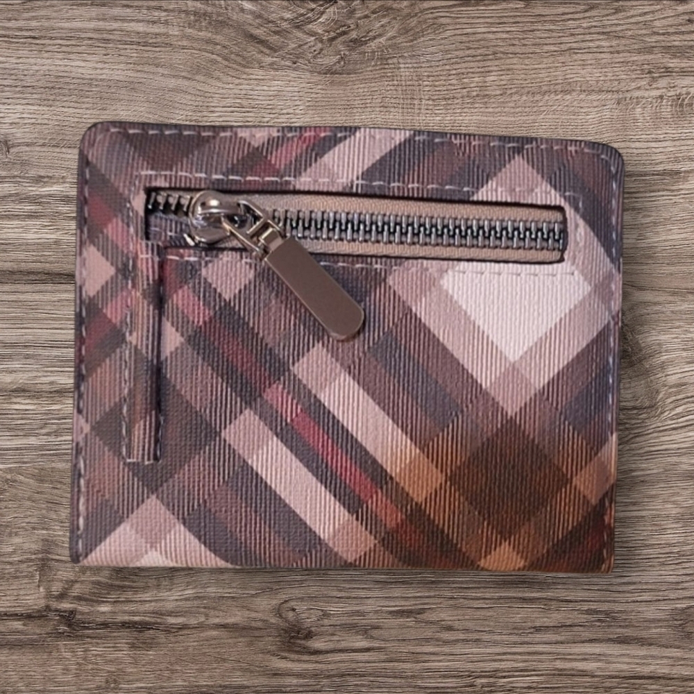 Plaid Zip Snap Mini Billfold Wallet